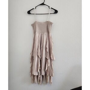 Anama Beige/ Light Brown M Asymmetrical Babydoll Forest Fairy Goblincore Dress